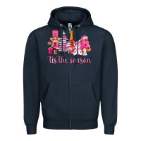 Navy tis the season pink christmas Zipper Hoodie - AdoDesignShop
