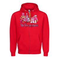 Red tis the season pink christmas Zipper Hoodie - AdoDesignShop