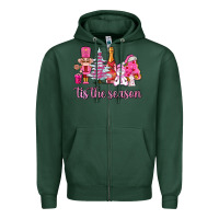 Sports Green tis the season pink christmas Zipper Hoodie - AdoDesignShop
