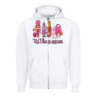 White tis the season pink christmas Zipper Hoodie - AdoDesignShop