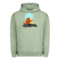 Pigment Oil Green two cats Urban Hoodie - linhVisuals