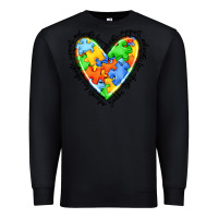 Black autism heart Premium Sweatshirt - JahusDesignShop