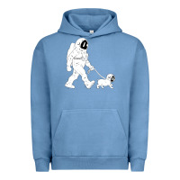 Pigment Pebble Blue walking the dog astronaut Urban Hoodie - linhVisuals