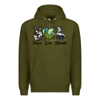 Army Green Peace Love Skunks Premium Hoodie - LillyAllenDesigns