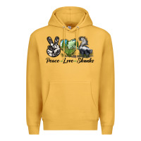 Mustard Peace Love Skunks Premium Hoodie - LillyAllenDesigns