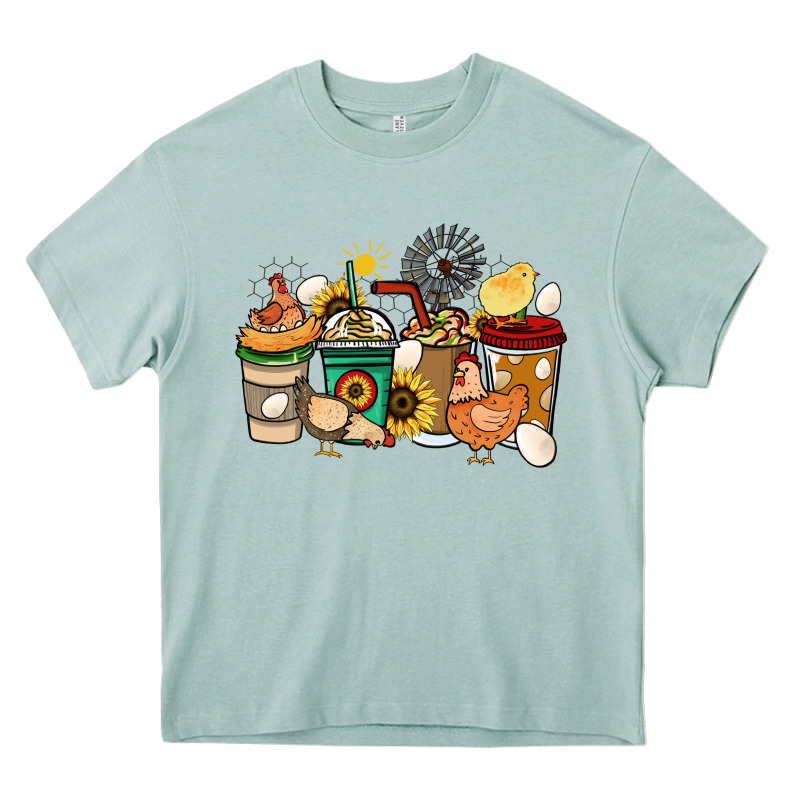 Chicken Coffee Cups Heavy Core Tee by HowdyJamesFarm | Teevron