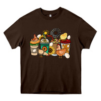 Chocolate Brown Chicken coffee cups Heavy Core Tee - HowdyJamesFarm