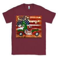 Burgundy christmas truck with american flag Classic Tee - Jasminsmagicworld