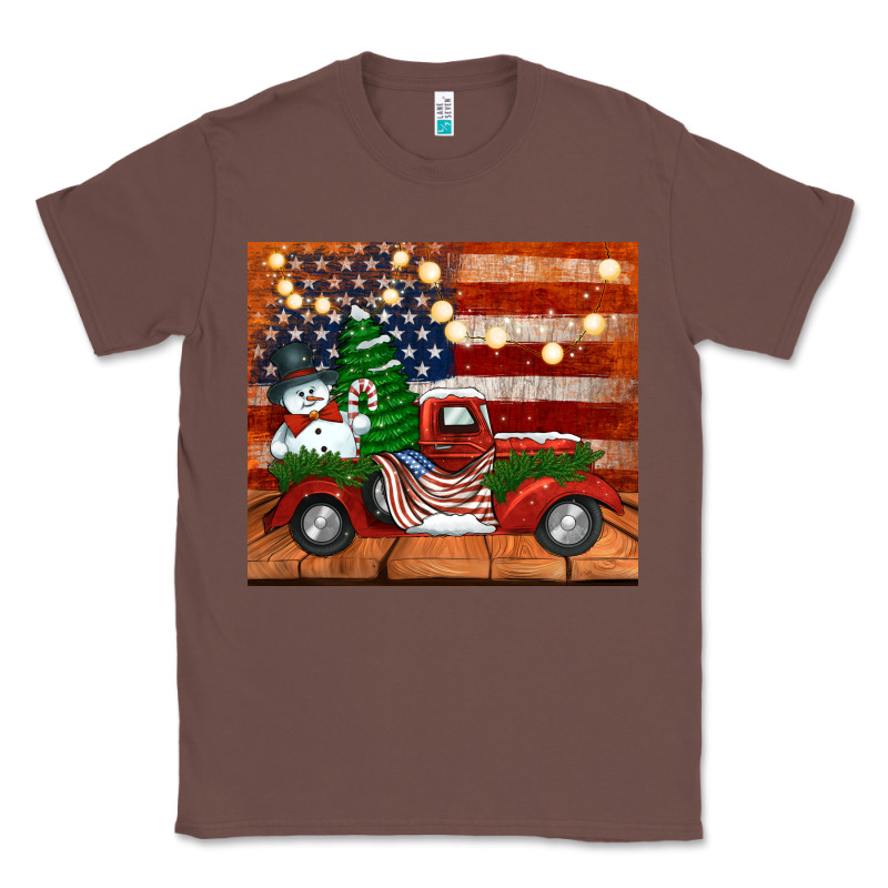 Christmas Truck With American Flag Classic Tee by Jasminsmagicworld | Teevron