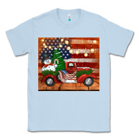 Dusty Blue christmas truck with american flag Classic Tee - Jasminsmagicworld