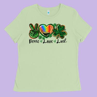 Peace Love St. Patrick's Day Ladies Tee Designed By Cowgirlartshop