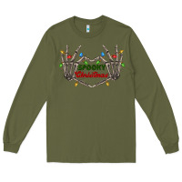 Army Green spooky christmas skeleton hands Long Sleeve Tee - FaDigitalArtStudio