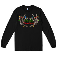 Black spooky christmas skeleton hands Long Sleeve Tee - FaDigitalArtStudio