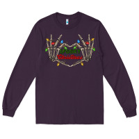 Plum spooky christmas skeleton hands Long Sleeve Tee - FaDigitalArtStudio