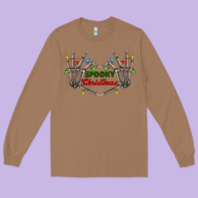 Spooky Christmas Skeleton Hands Long Sleeve Tee Designed By Fadigitalartstudio