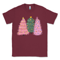 Burgundy christmas trees Classic Tee - CowGirlArtShop