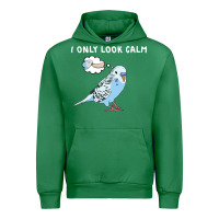 Emerald parakeet bird biting finger funny i only look calm Urban Hoodie - linhVisuals