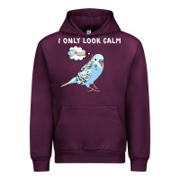 Mauve Wine parakeet bird biting finger funny i only look calm Urban Hoodie - linhVisuals