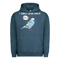 Pigment Midnight Navy parakeet bird biting finger funny i only look calm Urban Hoodie - linhVisuals