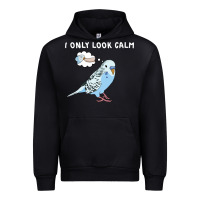 Black parakeet bird biting finger funny i only look calm Urban Hoodie - linhVisuals