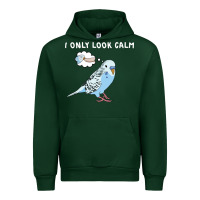 Forest Green parakeet bird biting finger funny i only look calm Urban Hoodie - linhVisuals
