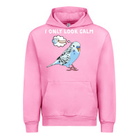 Fuchsia Pink parakeet bird biting finger funny i only look calm Urban Hoodie - linhVisuals