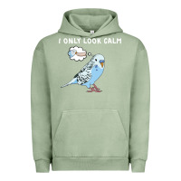 Pigment Oil Green parakeet bird biting finger funny i only look calm Urban Hoodie - linhVisuals