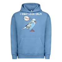 Pigment Pebble Blue parakeet bird biting finger funny i only look calm Urban Hoodie - linhVisuals