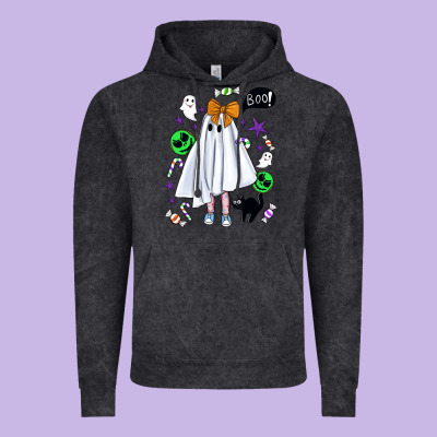 Cute Ghost Halloween Vintage Hoodie Designed By Bundleandbundleshop