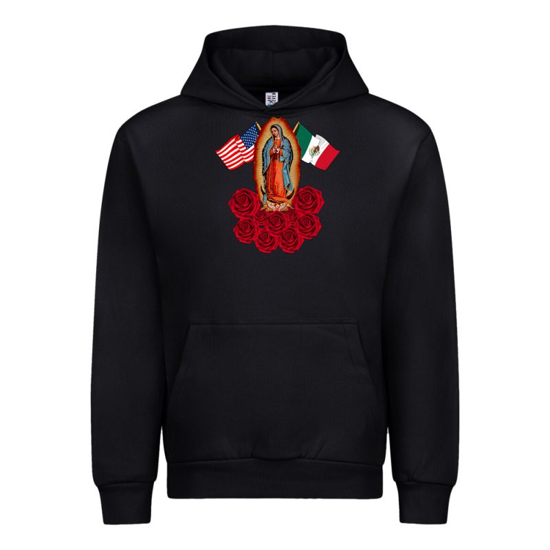Our Lady Virgen De Guadalupe Mexican American Flag Holiday Urban Hoodie by linhVisuals | Teevron