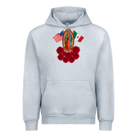 Heather Grey our lady virgen de guadalupe mexican american flag holiday Urban Hoodie - linhVisuals