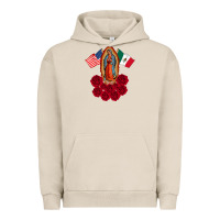 Pigment French Oak our lady virgen de guadalupe mexican american flag holiday Urban Hoodie - linhVisuals