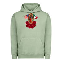 Pigment Oil Green our lady virgen de guadalupe mexican american flag holiday Urban Hoodie - linhVisuals