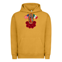 Pigment Peanut Butter our lady virgen de guadalupe mexican american flag holiday Urban Hoodie - linhVisuals