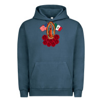 Pigment Midnight Navy our lady virgen de guadalupe mexican american flag holiday Urban Hoodie - linhVisuals