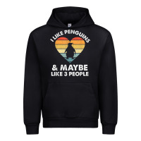 Black i like penguins and 3 people vintage Urban Hoodie - linhVisuals