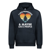 Navy i like penguins and 3 people vintage Urban Hoodie - linhVisuals