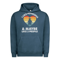 Pigment Midnight Navy i like penguins and 3 people vintage Urban Hoodie - linhVisuals
