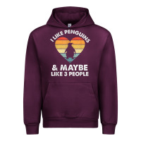 Mauve Wine i like penguins and 3 people vintage Urban Hoodie - linhVisuals