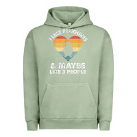 Pigment Oil Green i like penguins and 3 people vintage Urban Hoodie - linhVisuals