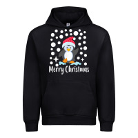 Black penguin merry christmas with snow Urban Hoodie - linhVisuals