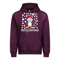 Mauve Wine penguin merry christmas with snow Urban Hoodie - linhVisuals