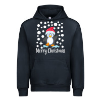 Navy penguin merry christmas with snow Urban Hoodie - linhVisuals
