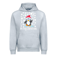 Heather Grey penguin merry christmas with snow Urban Hoodie - linhVisuals