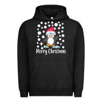 Pigment Black penguin merry christmas with snow Urban Hoodie - linhVisuals