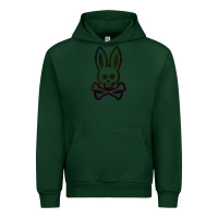 Forest Green psychedelic bunny easter day, qsycho bunnies, easter 2022 Urban Hoodie - linhVisuals