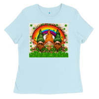 Baby Blue St. Patrick's Day gnomies tumbler Ladies Tee - HowdyJamesFarm