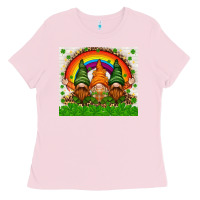 Bubblegum Pink St. Patrick's Day gnomies tumbler Ladies Tee - HowdyJamesFarm