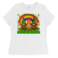 White St. Patrick's Day gnomies tumbler Ladies Tee - HowdyJamesFarm