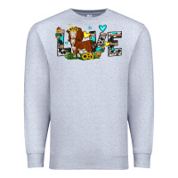 Heather Grey love western cow Premium Sweatshirt - JahusDesignShop